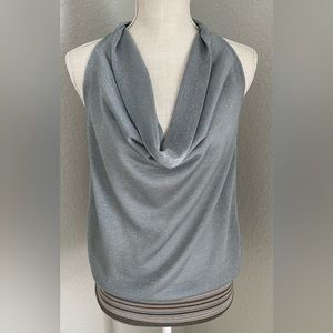 M Missoni Iridescent Silver Shimmer Sleeveless Cowl Neck Top Sz 40 US 4